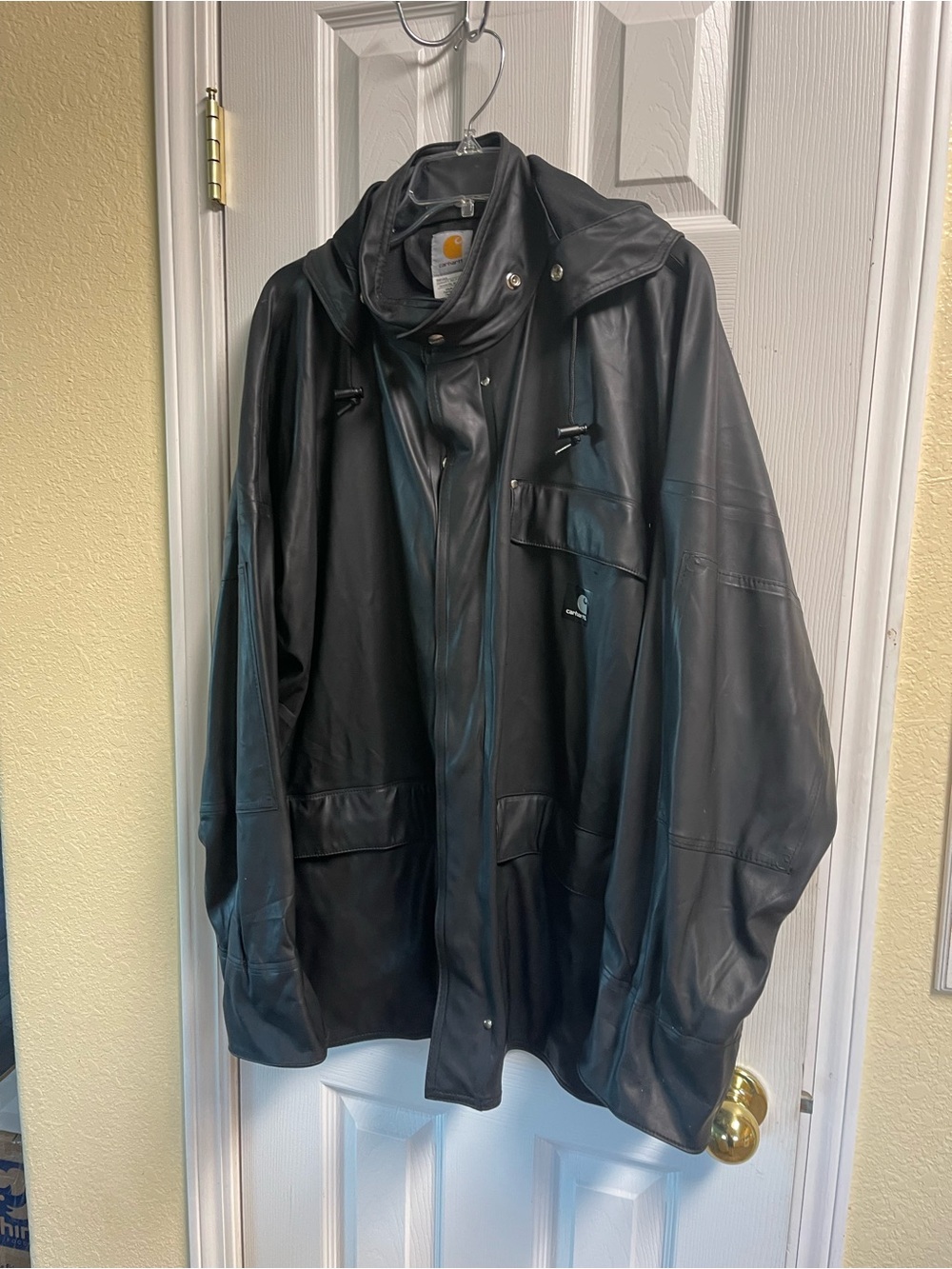 Carhartt Black Hooded Raincoat with Front Pockets VINTAGE 2010